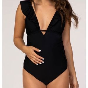 Pinkblush Maternity Black Ruffle swim